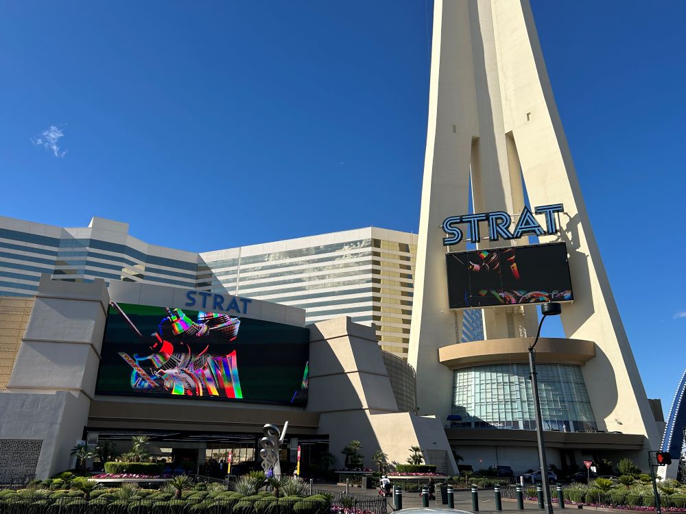 Entrance to the STRAT Hotel Casino and SkyPod in Las Vegas