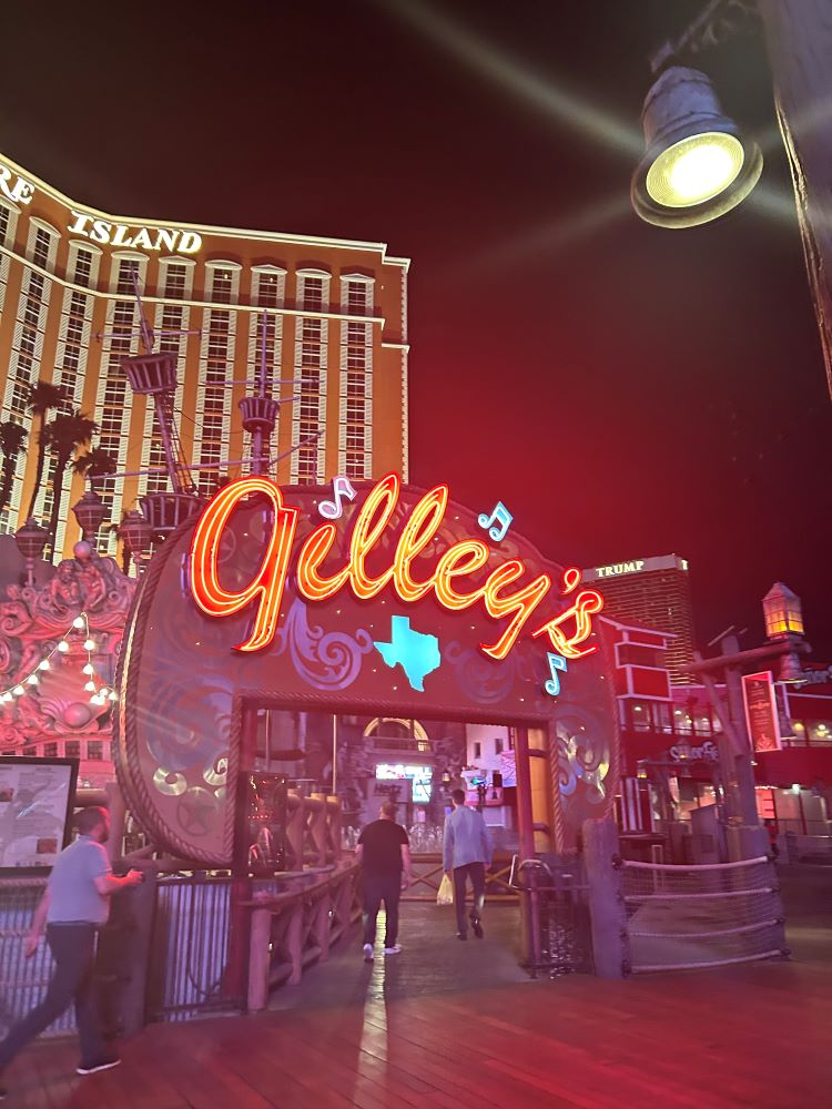 Gilley's Saloon and Dance Hall at Treasure Island Las Vegas at night