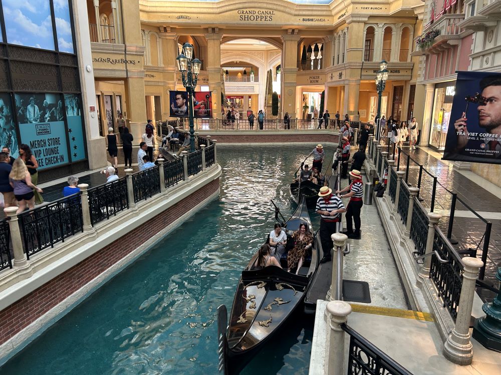 Indoor Grand Canal with gondolas inside the Venetian Resort Las Vegas