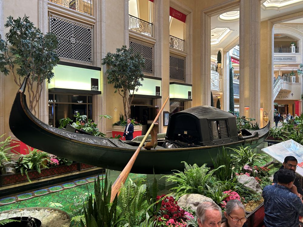 Gondola boat ride through the Lake of Dreams at Wynn Las Vegas