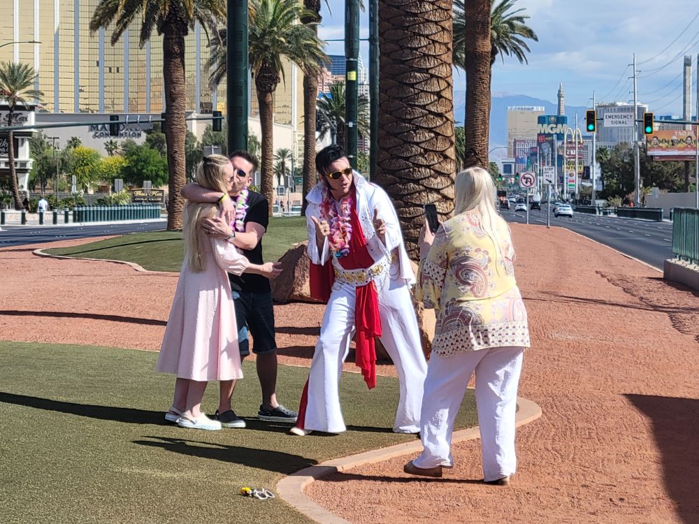Elvis impersonator at the Welcome to Fabulous Las Vegas sign on the Strip