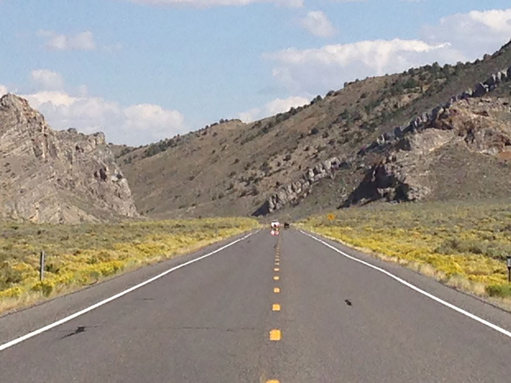 View east along U.S. Route 50, Loneliest Road in America, Eureka County, Nevada