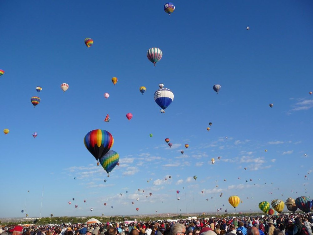 Hot air balloons mass ascension at Albuquerque International Balloon Fiesta 2011, New Mexico