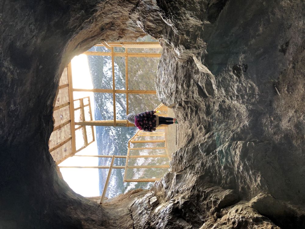 Sandia Cave entrance in winter, Sandia Mountains, New Mexico