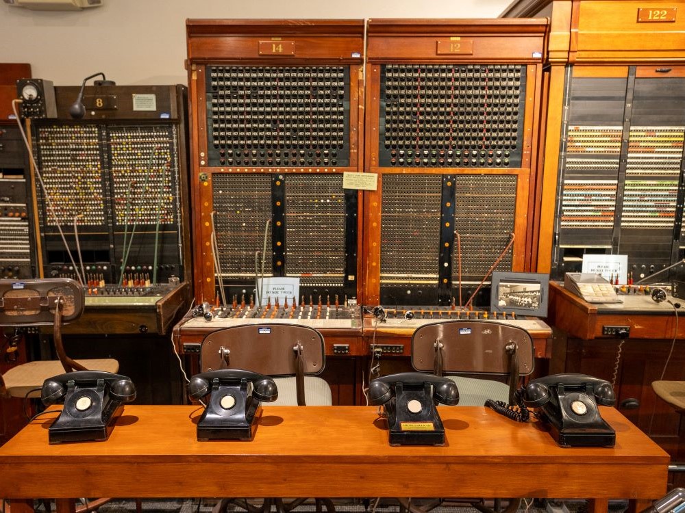 Historic switchboards and telephone equipment at the Telephone Museum of New Mexico in Albuquerque
