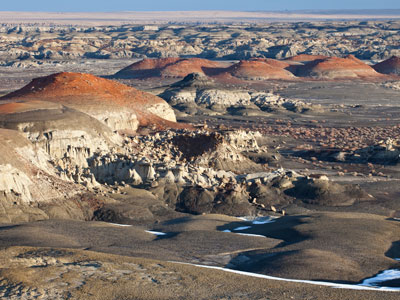 Dramatic hoodoos and eroded badlands formations at Bisti/De-Na-Zin Wilderness, New Mexico