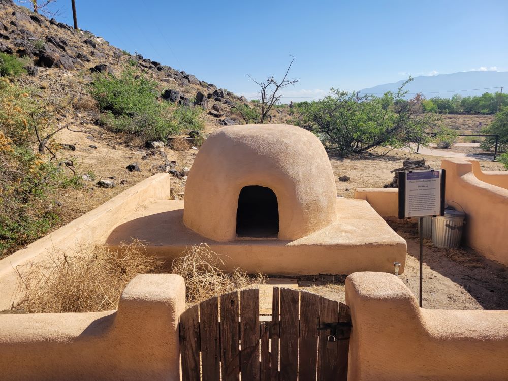 Covered shelter structure along a trail at Petroglyph National Monument, New Mexico