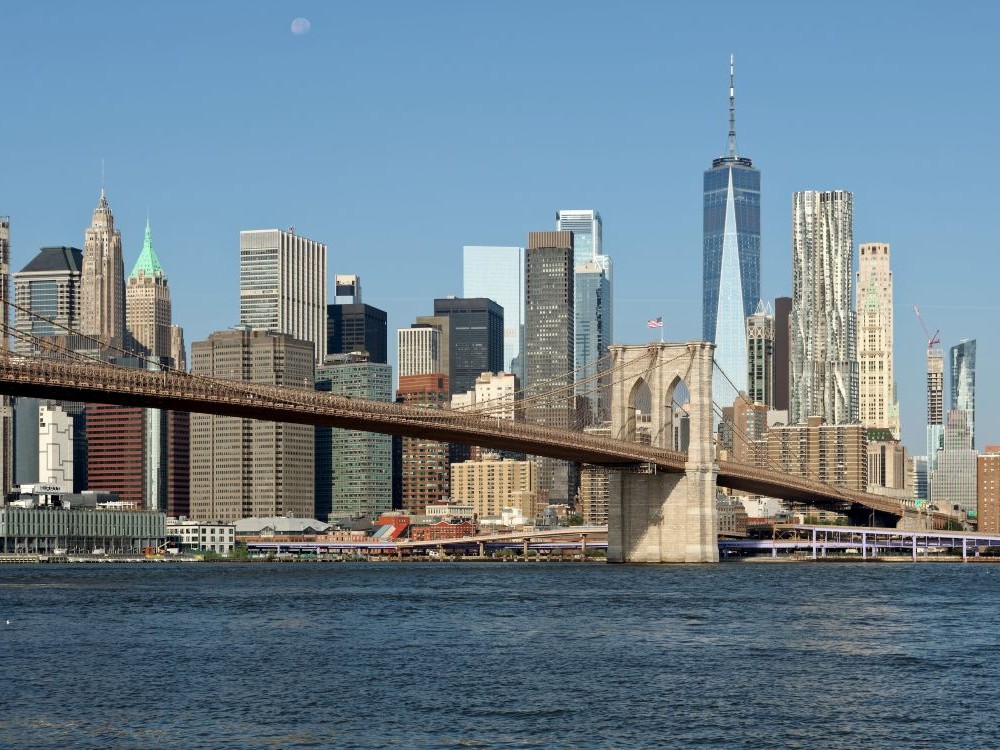 Brooklyn Bridge Cityscape Through Bridge