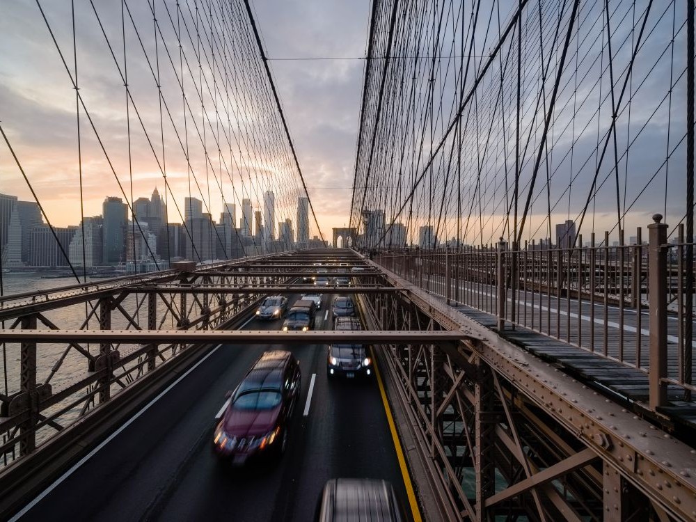 Brooklyn Bridge Cityscape Through Bridge