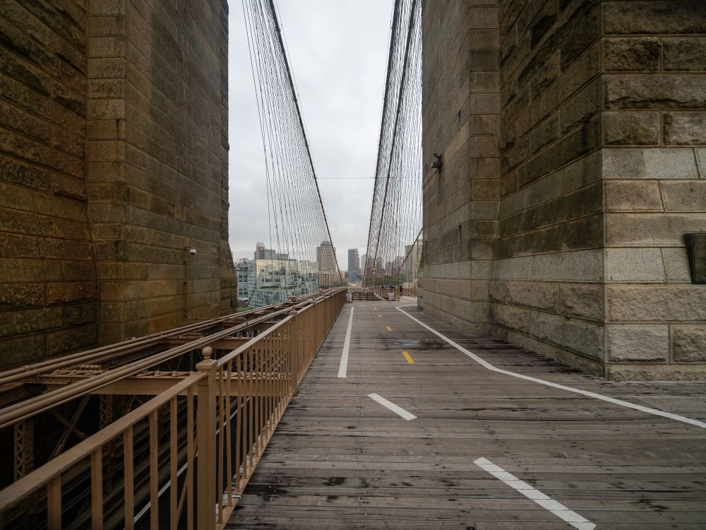 Brooklyn Bridge Cityscape Through Bridge