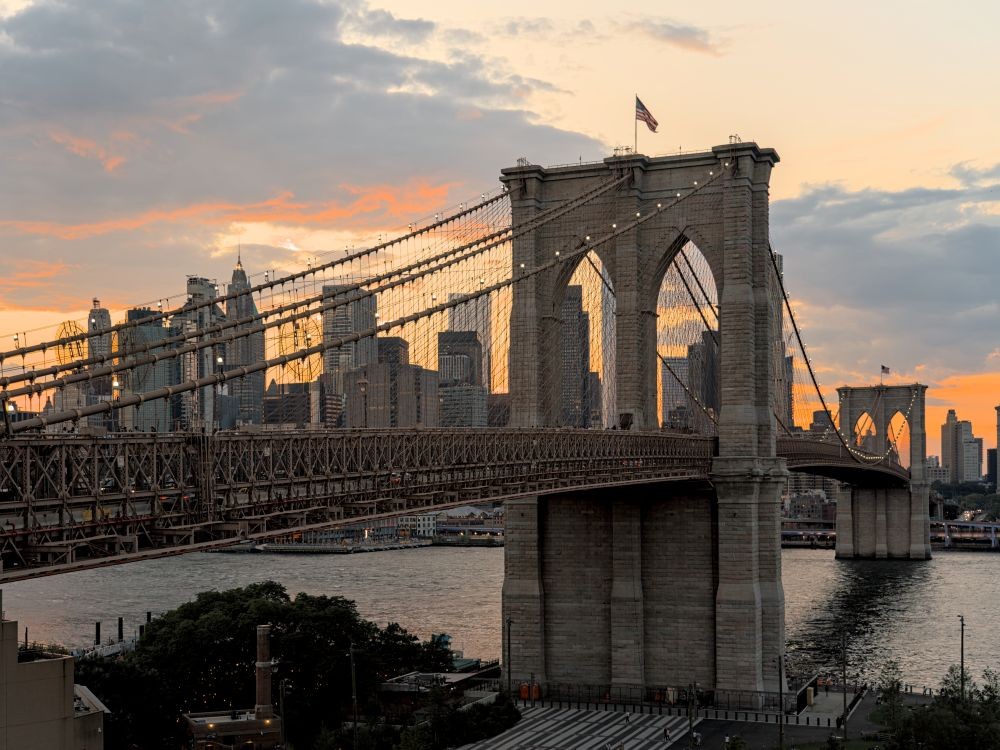 Brooklyn Bridge Cityscape Through Bridge