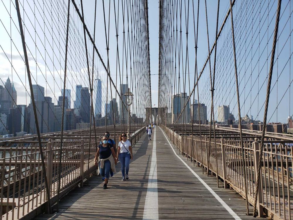 Brooklyn Bridge Cityscape Through Bridge