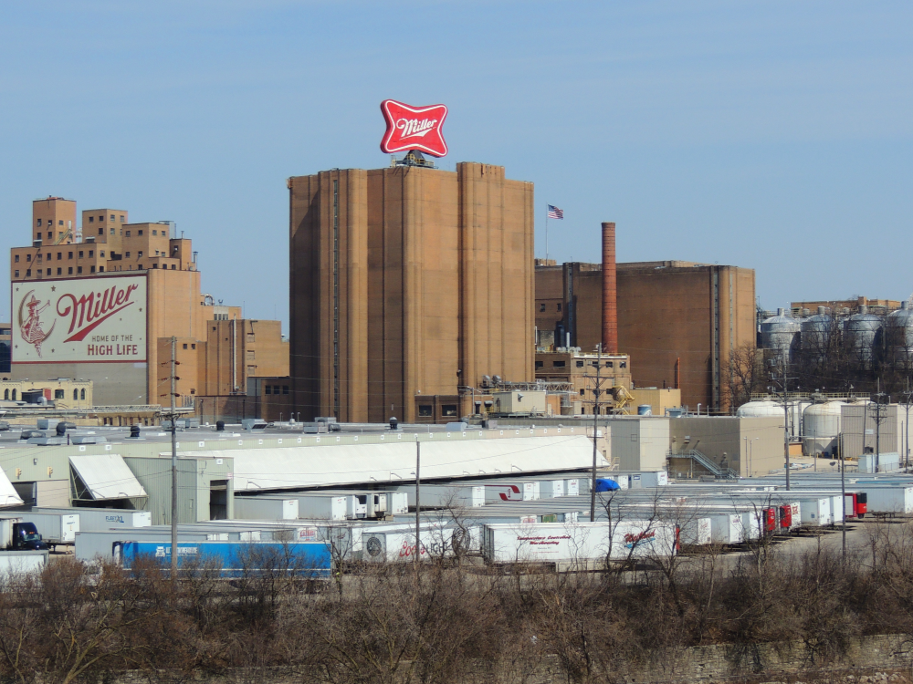 Miller Brewery seen from the Wisconsin Avenue Bridge, Milwaukee
