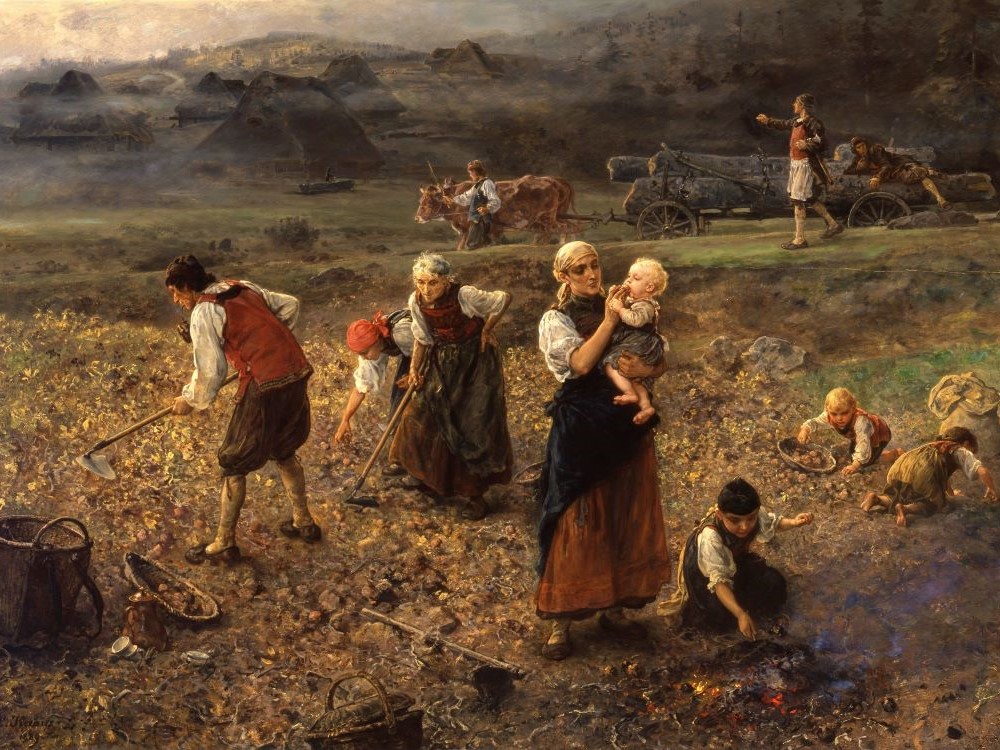 Kartoffelernte (Potato Harvest), 1889 painting by Ludwig Knaus, on display at the Grohmann Museum