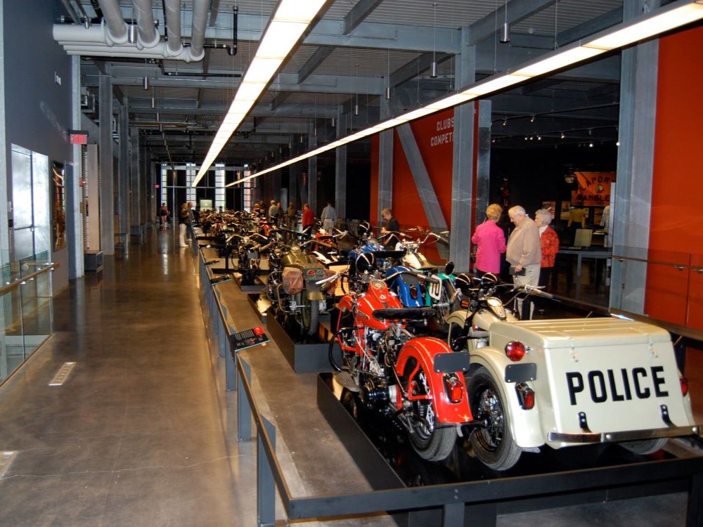 Motorcycle exhibit at the Harley-Davidson Museum, Milwaukee