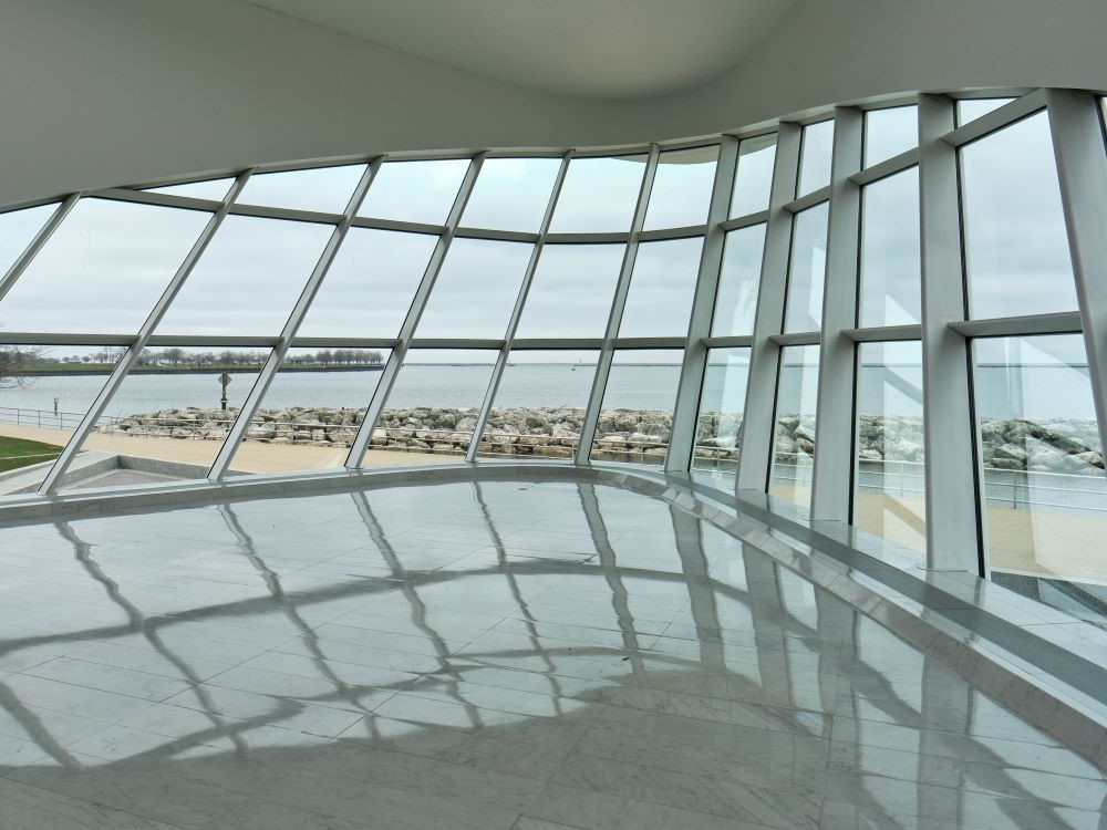Windows overlooking Lake Michigan in the Quadracci Pavilion, Milwaukee Art Museum