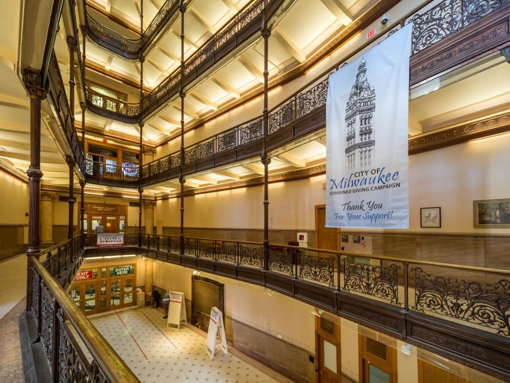 Atrium interior of Milwaukee City Hall