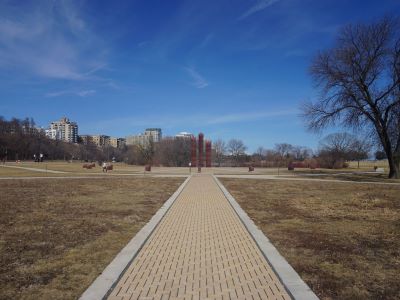 Veterans Park lakefront lawn and skyline view, Milwaukee, Wisconsin