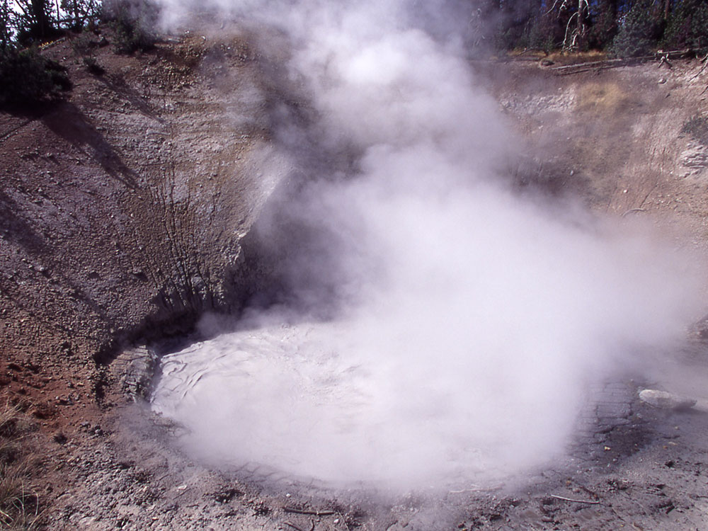 Bubbling mud pot at Yellowstone's Mud Volcano area