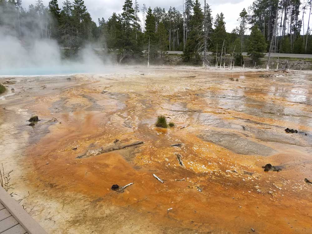 Orange-rimmed hot spring in the Lower Geyser Basin