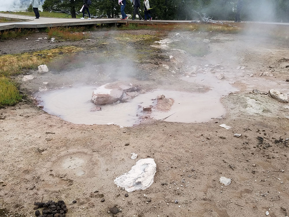 Bubbling mudpots at Fountain Paint Pot, Yellowstone