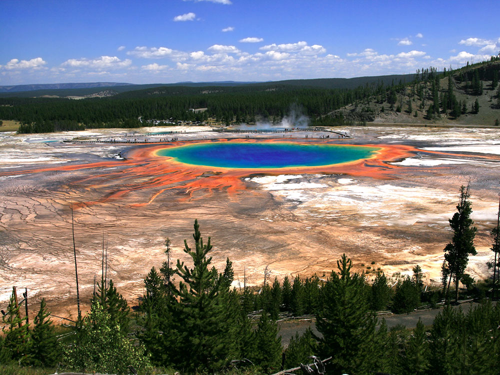 Grand Prismatic Spring aerial view, Yellowstone National Park
