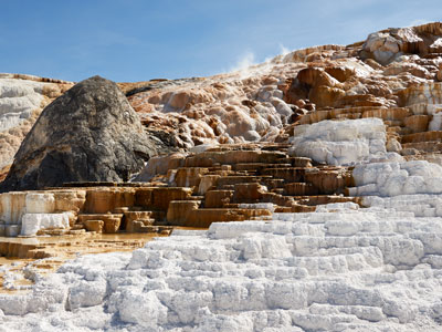 Travertine terraces at Mammoth Hot Springs, Yellowstone National Park