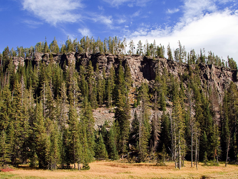 Obsidian Cliff rock face along the trail, Yellowstone