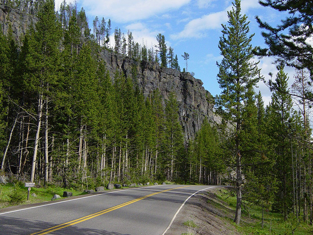 Obsidian Cliff volcanic glass formation, Yellowstone National Park
