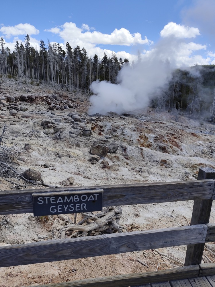 Steamboat Geyser cone and steam vents, Norris Geyser Basin